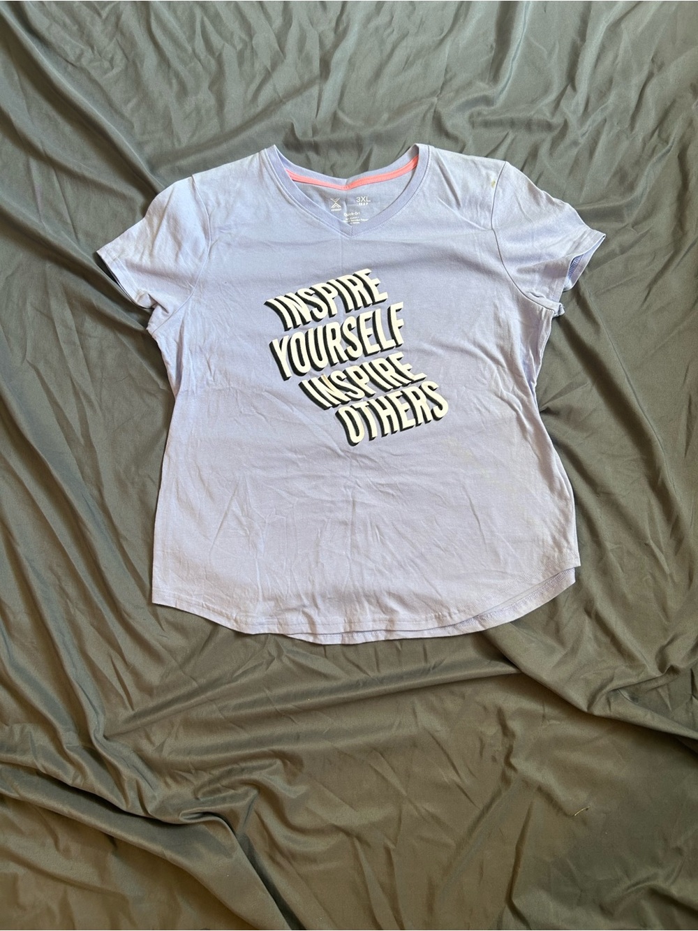 Women's Light Purple Graphic Tee - 'Inspire Yourself' Short Sleeve Top